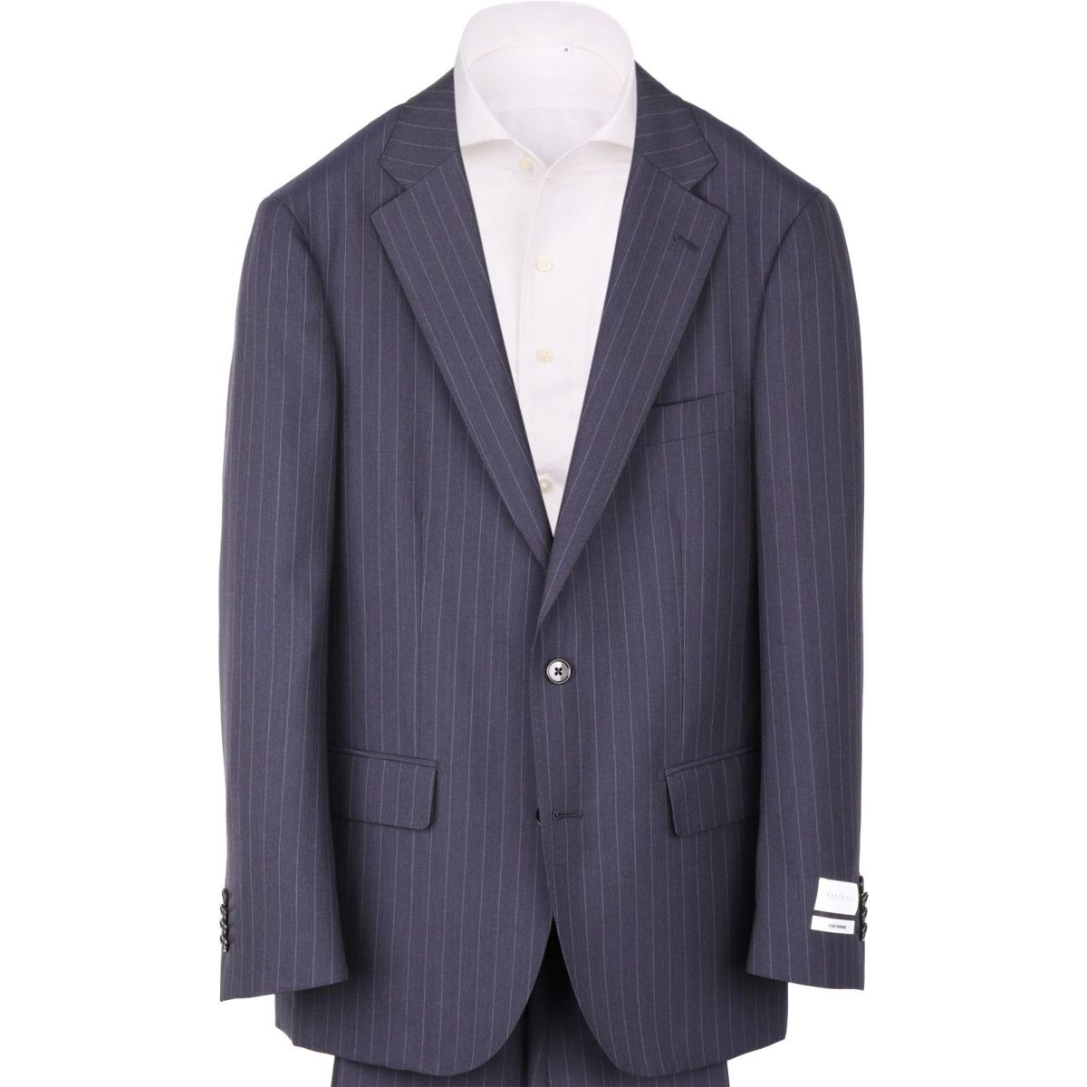 【KANSAIMAN collection Style authentic】2釦シングルスーツ ショートタック/ネイビー×ストライプ