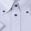 【半袖】【JOHN PEARSE BLACK】【ノーアイロン】ボタンダウンドレスワイシャツ/ブルー＆ホワイト×ストライプ/釦・釦付糸：ネイビー/ULTRA MOVE/ニット素材