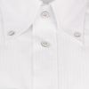 【JOHN PEARSE WHITE】【形態安定】ボタンダウンドレスシャツ/ホワイト×ドビーストライプ/襟袖裏別布：チェック/OIL GUARD