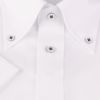 【半袖】【JOHN PEARSE WHITE】【形態安定】ボタンダウンドレスシャツ/ホワイト×ドビーストライプ/襟袖裏別布：チェック/釦付糸：ネイビー/OIL GUARD