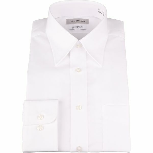 【DONATO VINCI ITALY】【形態安定】レギュラーカラードレスワイシャツ/ホワイト×ソリッド