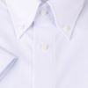【半袖】【JOHN PEARSE WHITE】【ノーアイロン】ボタンダウンドレスワイシャツ/ホワイト×サックスストライプ/ネイビー釦/ULTRA MOVE/ニット素材
