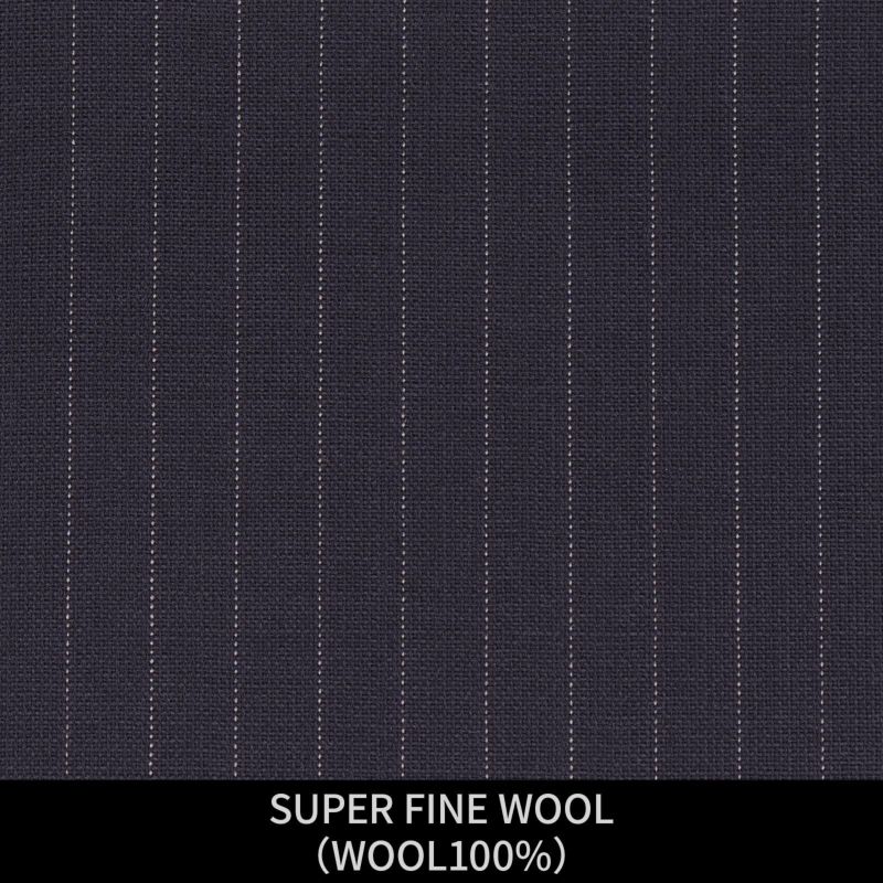 【日本縫製】【パターンオーダー】【ジョンピアースホワイト スーツ（4釦1掛ダブル）】スーツ/SUPER FINE WOOL/ネイビー×ストライプ(WOOL100%)