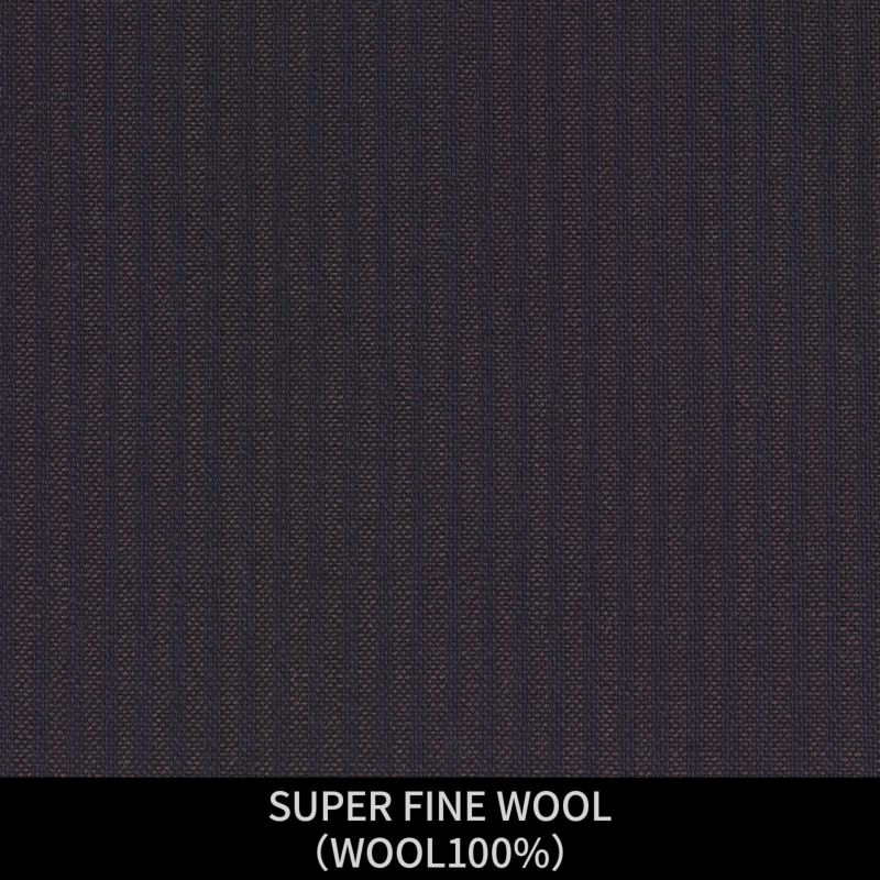 【日本縫製】【パターンオーダー】【ジョンピアースホワイト スーツ（4釦1掛ダブル）】スーツ/SUPER FINE WOOL/ネイビー＆ブラウン×ストライプ(WOOL100%)